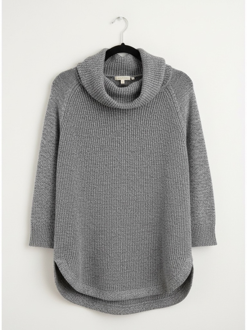 Hilary Radley Marled Gray Cowl Neck Tunic Sweater Size Large